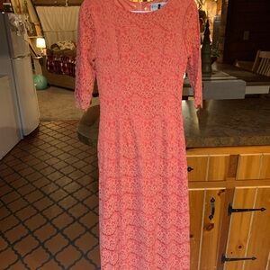 Dainty Jewells Coral Lace Long Sleeve Dress